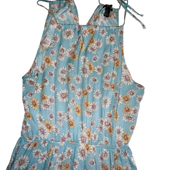 FOREVER 21 Women Blue & Off-White Floral Print A-Line Dress - Picture 2 of 10